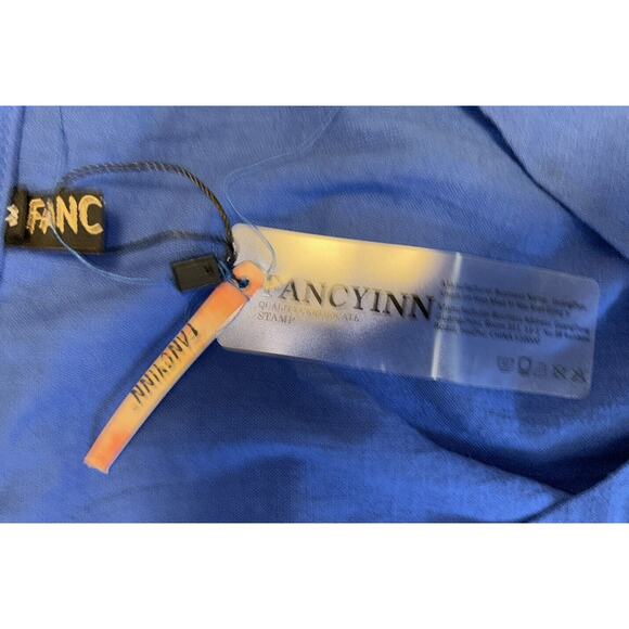 Fancyinn Dress Sz M Short Sleeve Cotton V-Neck Knee Length‎ Royal Blue - Picture 12 of 12